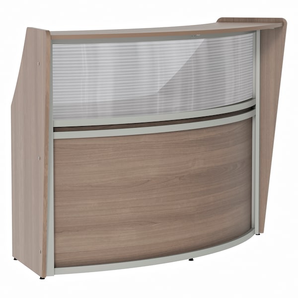 Reception Desk 32 in D X 46 in H, 72 in W X Thermofused Laminate, Clear, Walnut